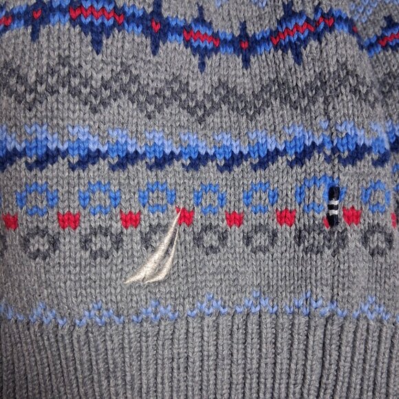 Men's Nautica 100% Cotton Knit Pullover Sweater Mock Neck Zip-Up Unisex - Picture 7 of 9